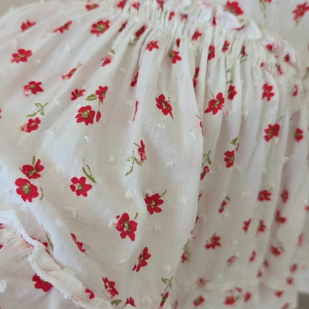 Skylar + Madison White Dress with Red Floral Pattern Size Small - Picture 2 of 10